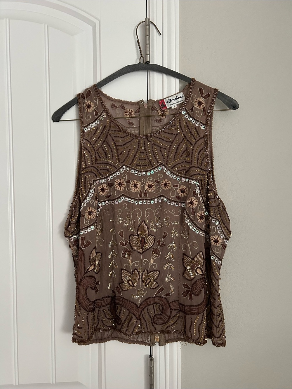 Aftershock Brown Beaded Floral Embellished Camisole